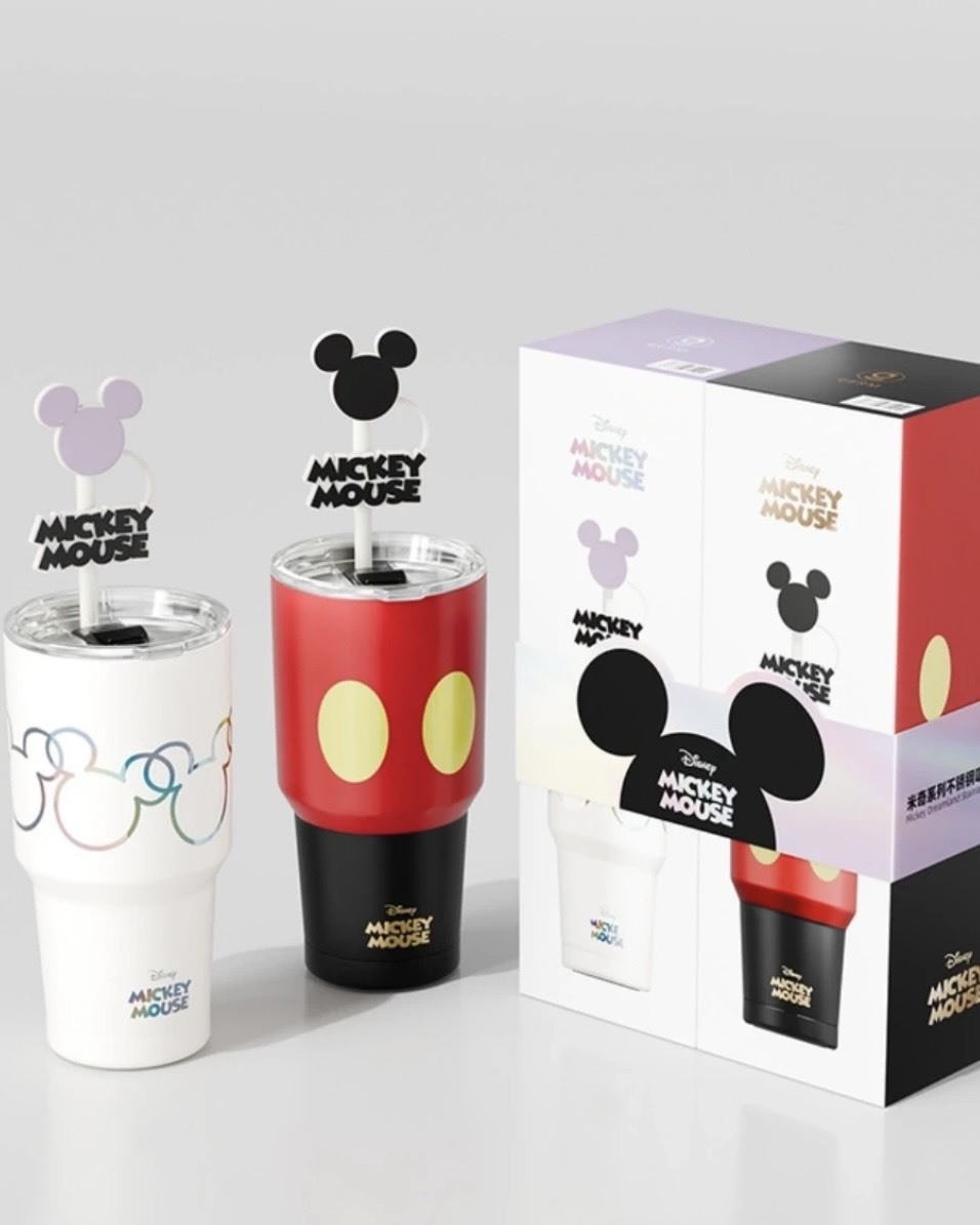 <快速出貨> 米奇系列不鏽鋼吸管杯套裝 830ml 兩入組 正版授權