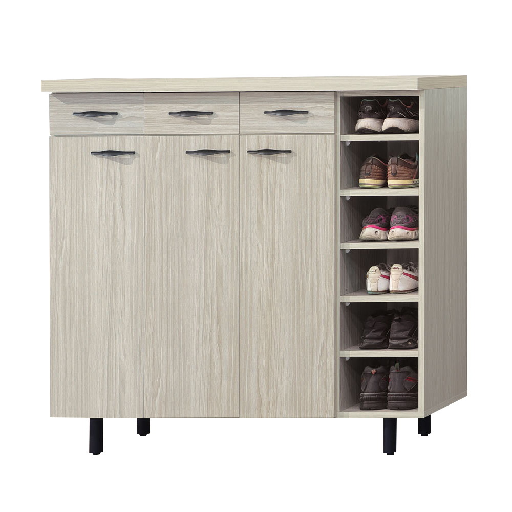 艾曼4尺三門三抽右開放鞋櫃