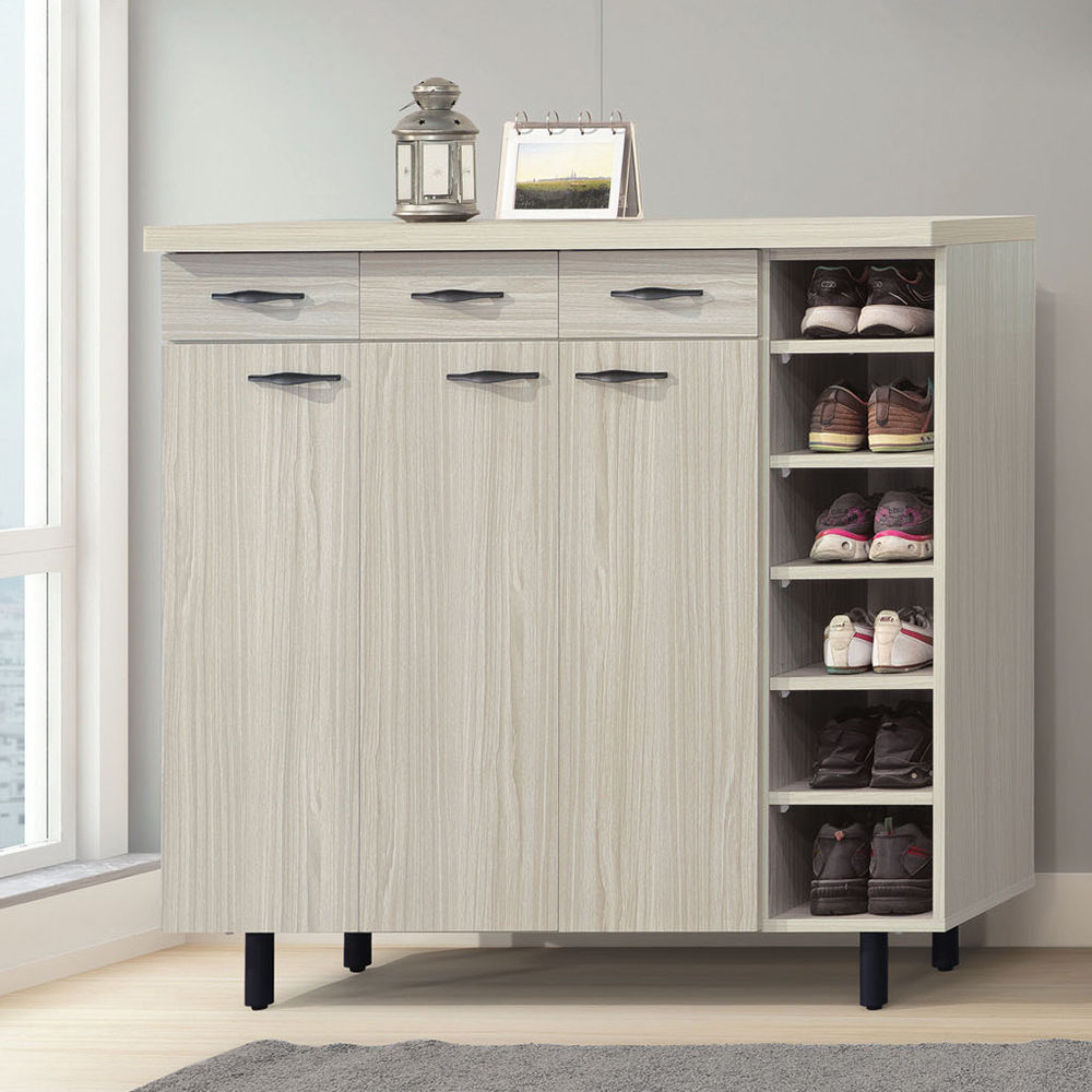 艾曼4尺三門三抽右開放鞋櫃