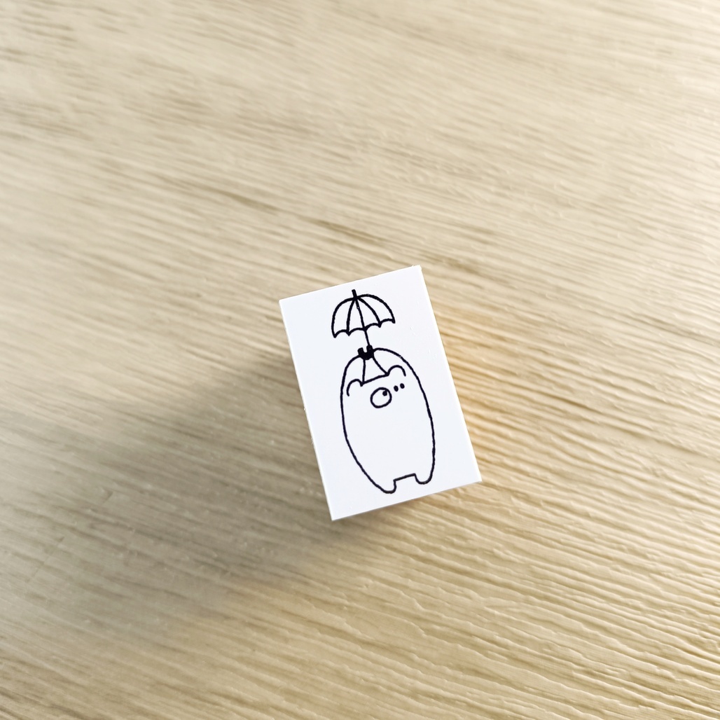 日本ainoあいの紙ものやさん  ．雨傘/漫畫框架 手帳木頭印章 M/ L size