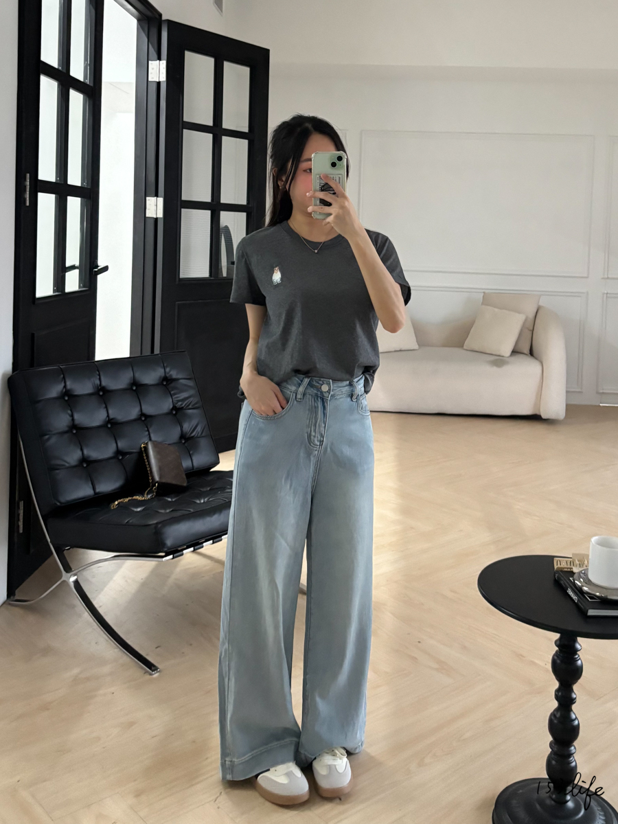 |現貨|夏日薄款簡約刺繡小熊短袖T(2色)