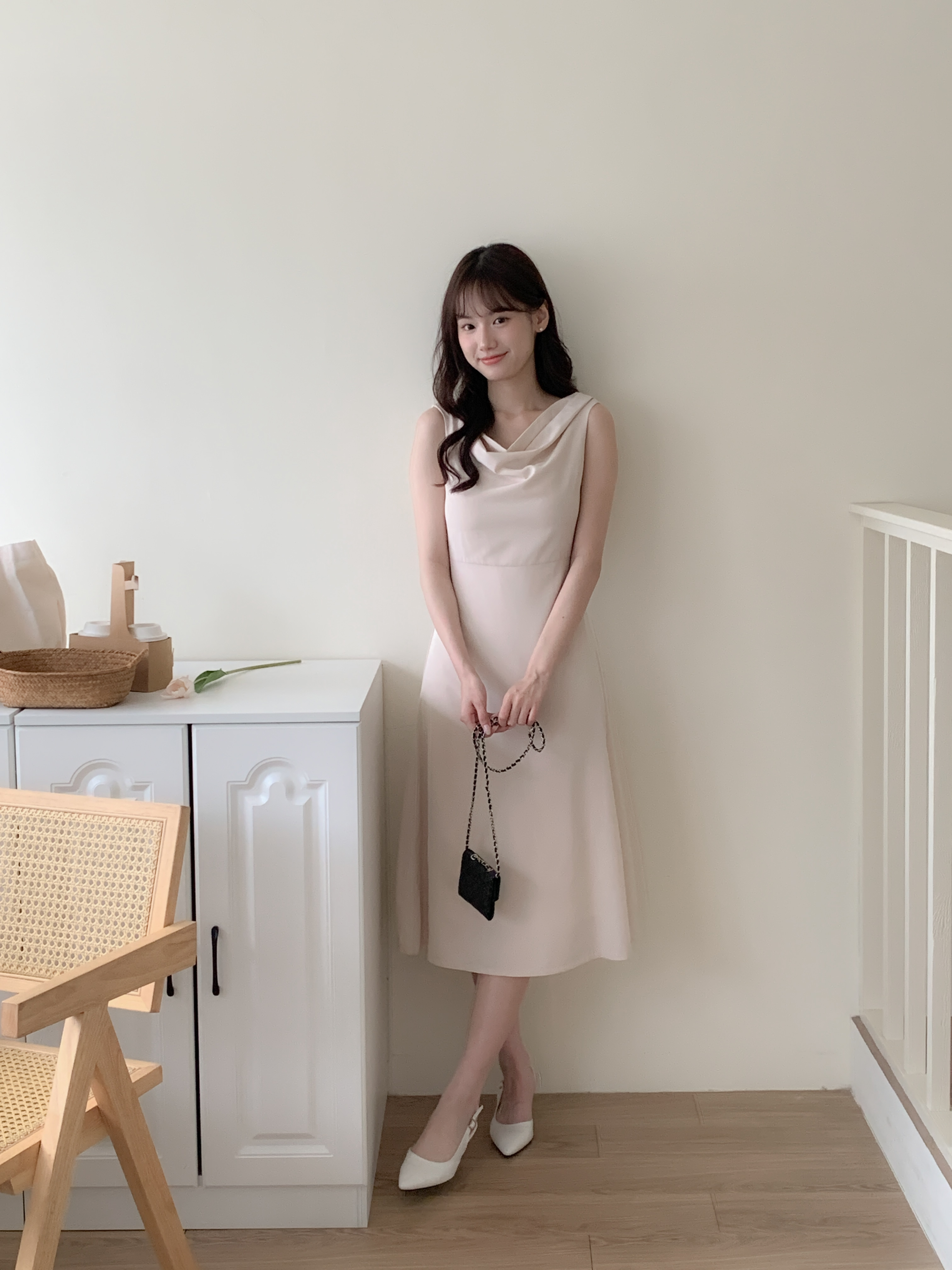 Grace 垂領優雅連身裙  ( 2 colors ) 有長版.短版