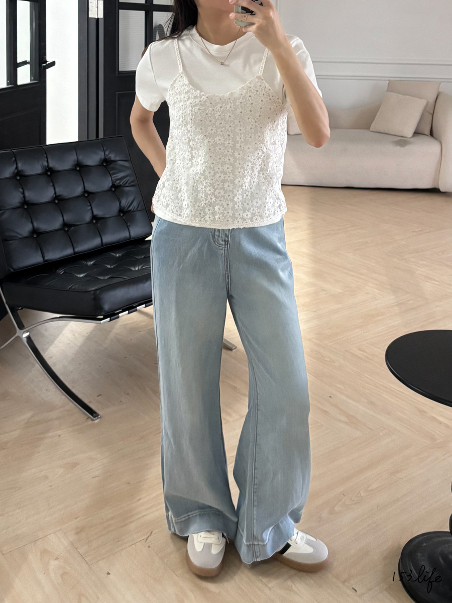 |現貨|氣質花朵刺繡假兩件上衣