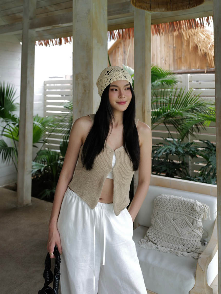 歐美針織隱形釦開襟背心*3色