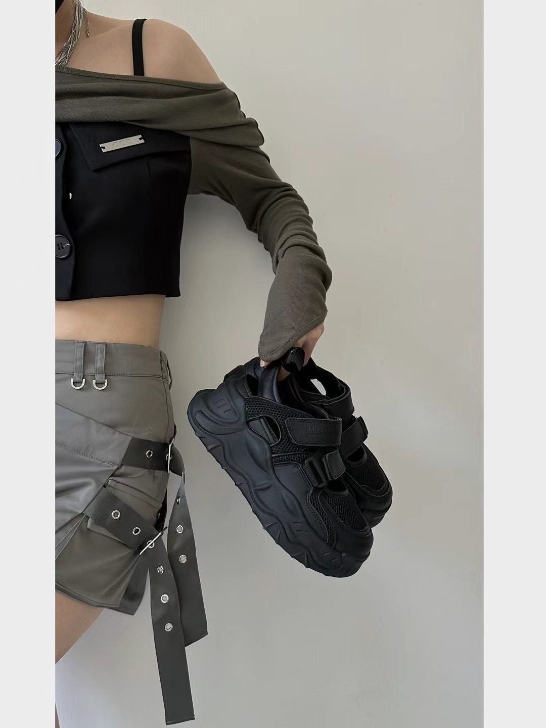 增高厚底網面休閒鞋