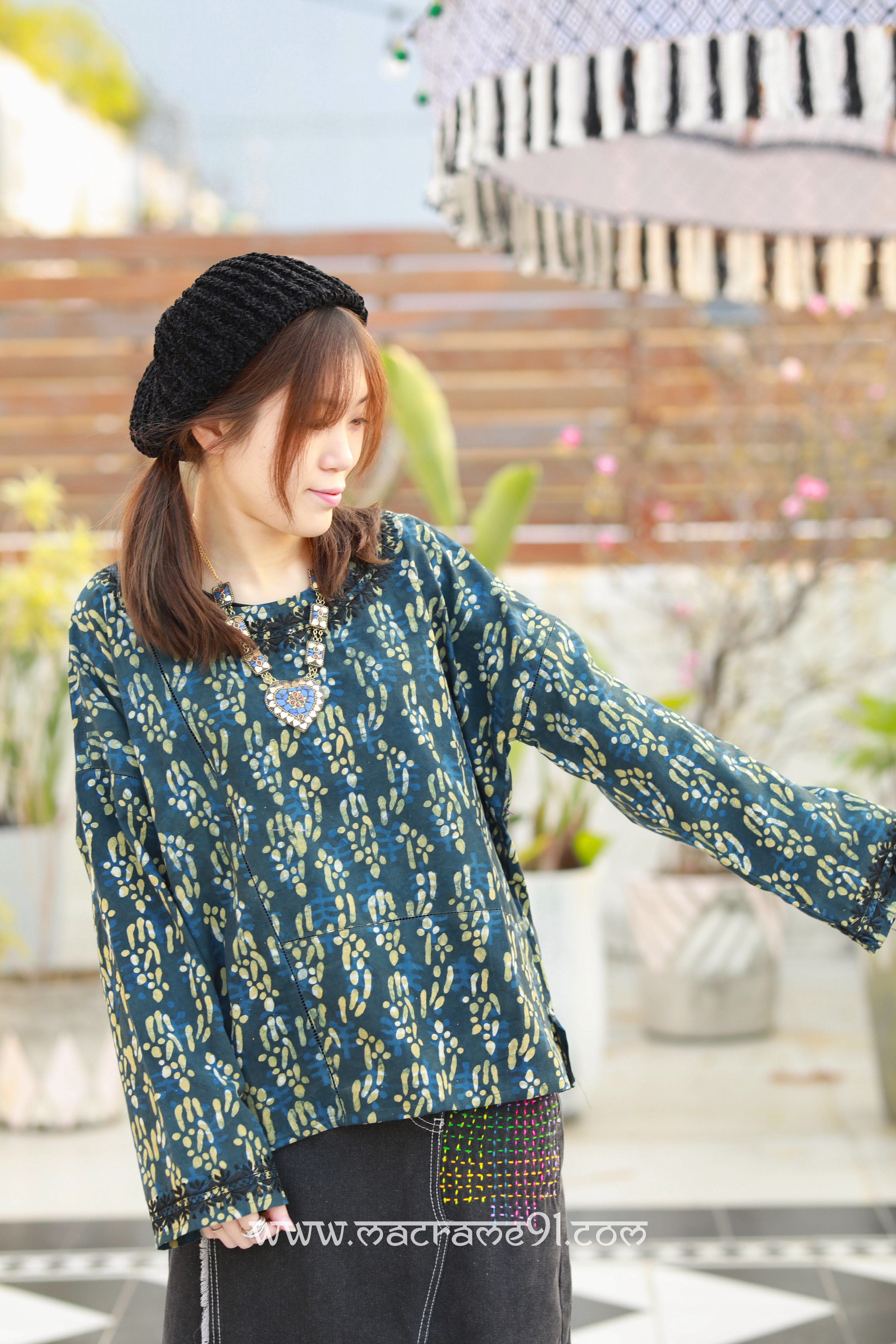 Macrame長袖上衣 - M3451BP - 綠色 (0122)