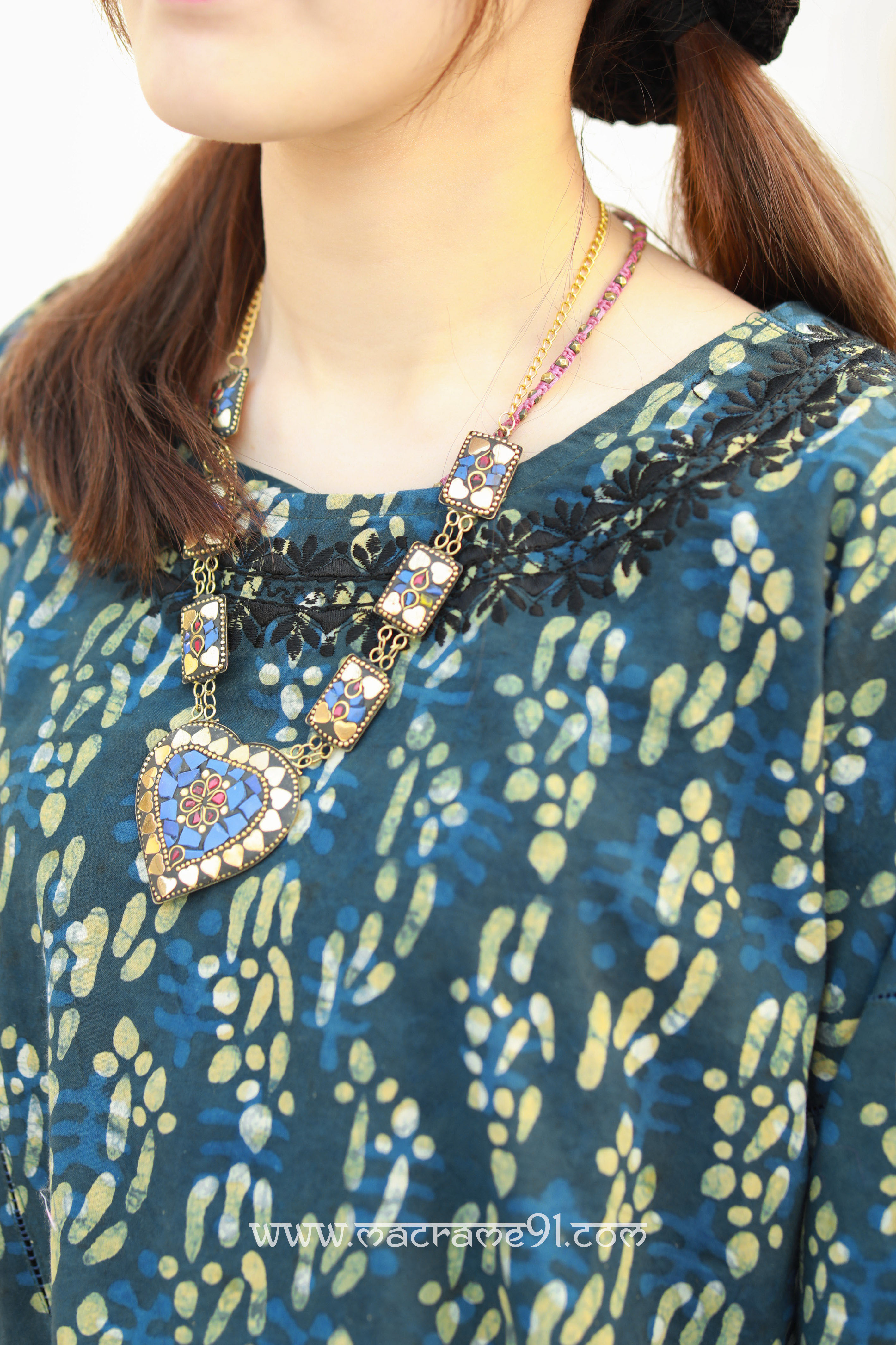 Macrame長袖上衣 - M3451BP - 綠色 (0122)