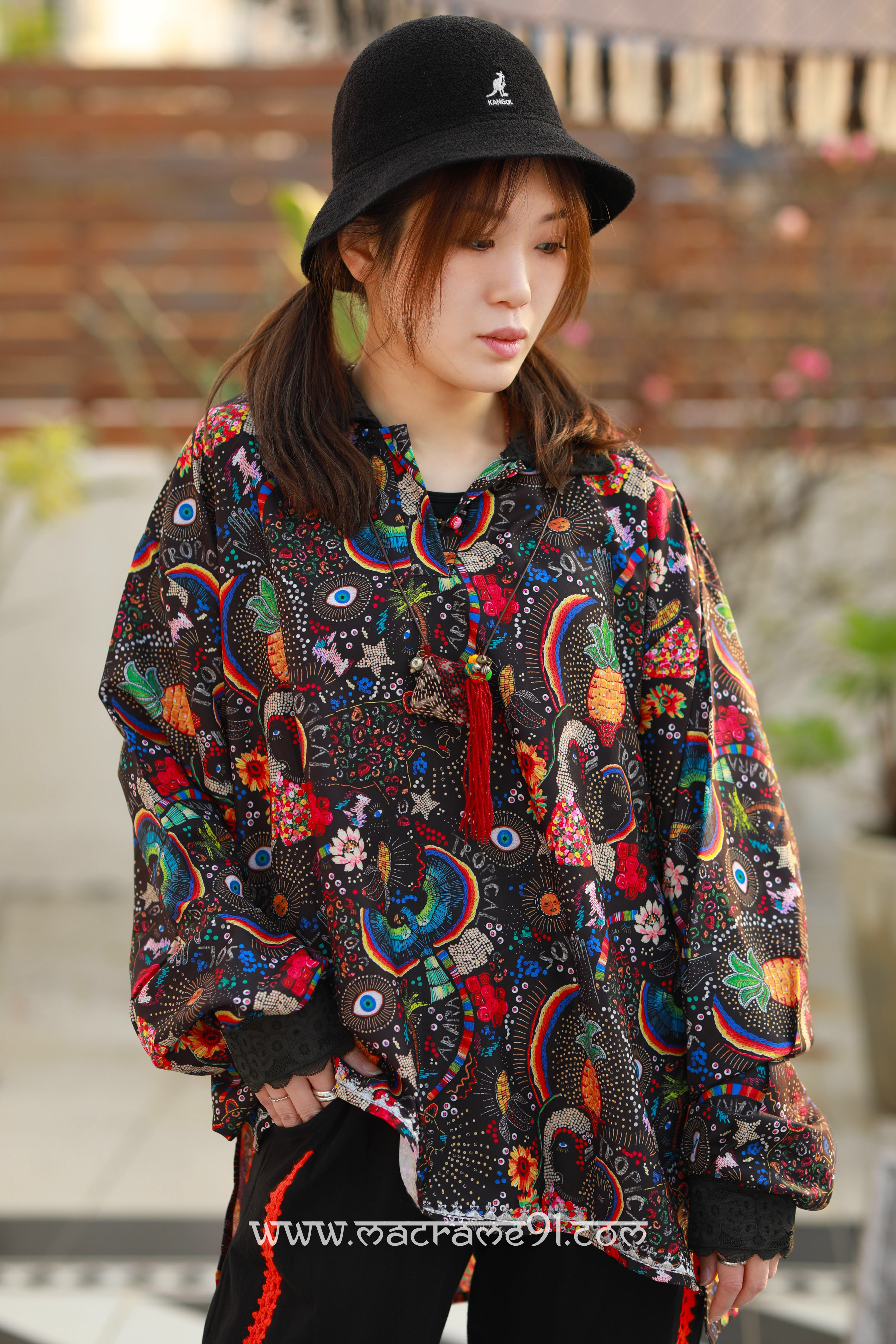 Macrame 長袖上衣 - M3409C - 黑色 (0122)