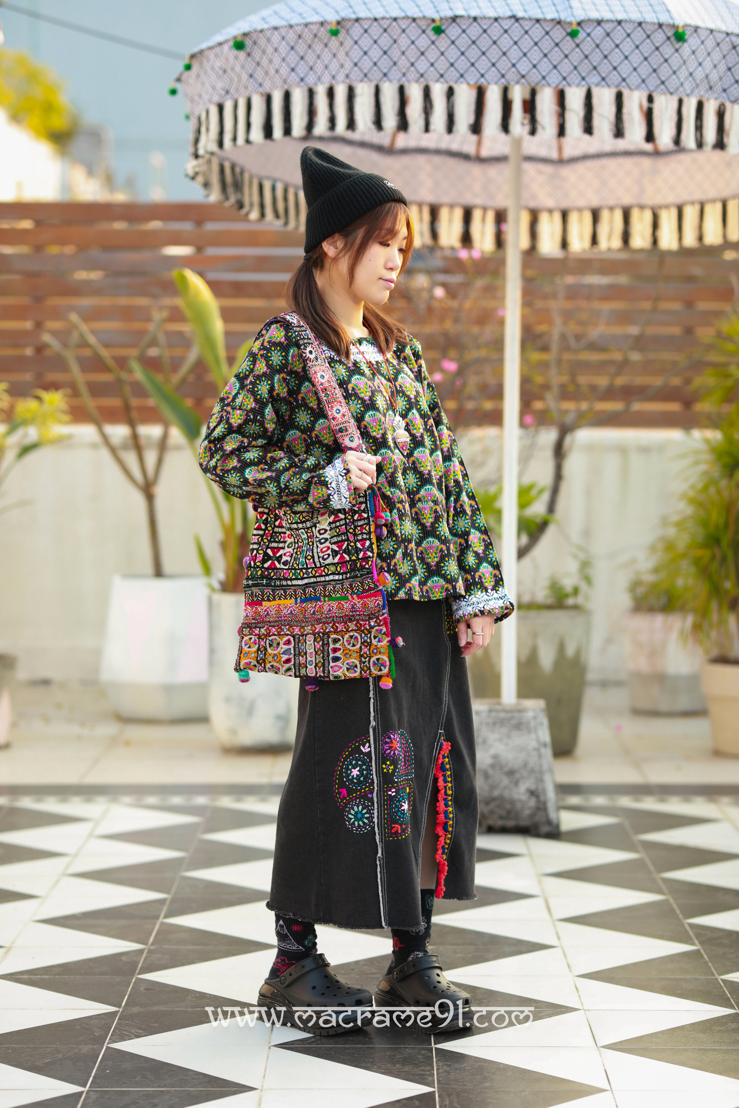 Macrame 長袖上衣 - M3451C - 黑色 (0122)