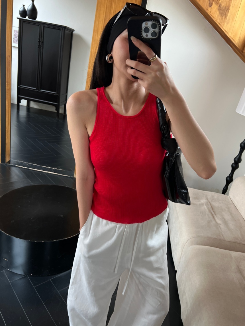 條紋素面針織基礎背心*5色