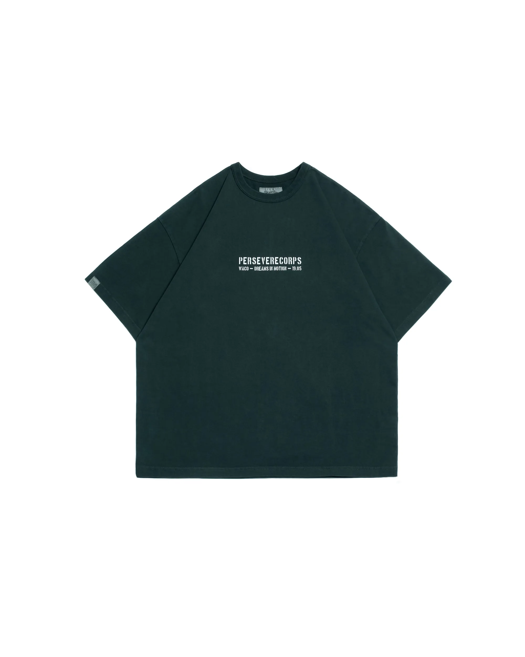 PERSEVERE PIGMENT-DYED WATCHWORD T-SHIRT - WASHED DARK TEAL