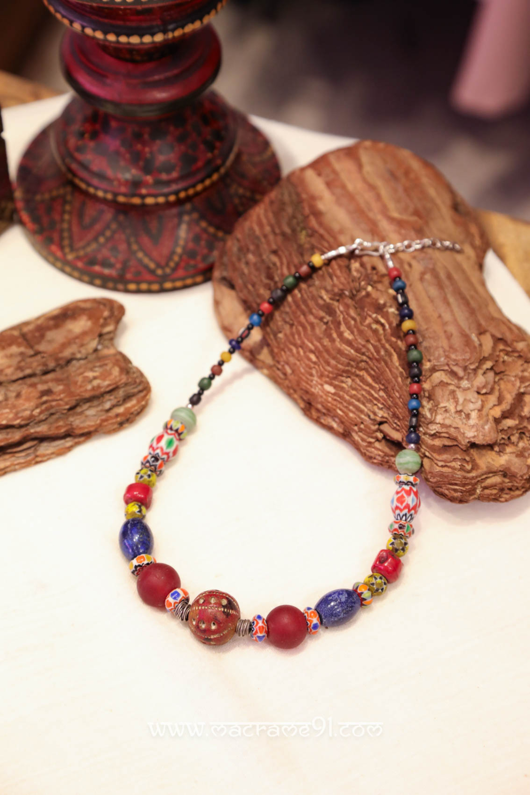 Macrame-彩色寶石項鍊 - MACE0109 - 多色 (0216)