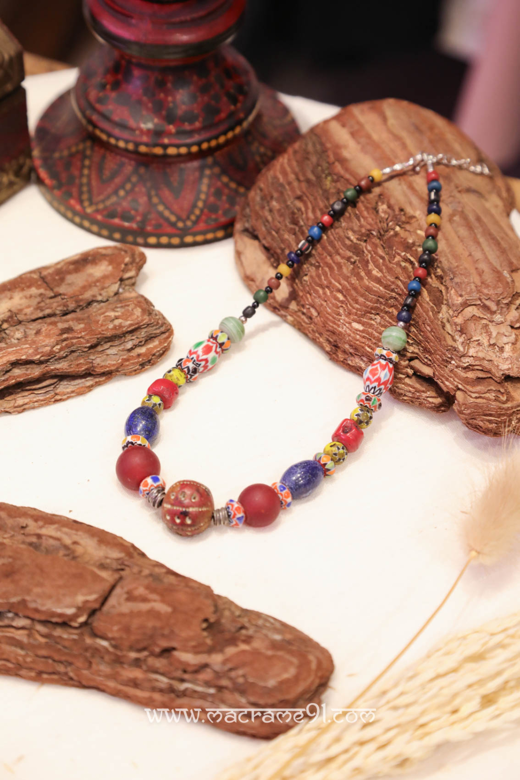 Macrame-彩色寶石項鍊 - MACE0109 - 多色 (0216)