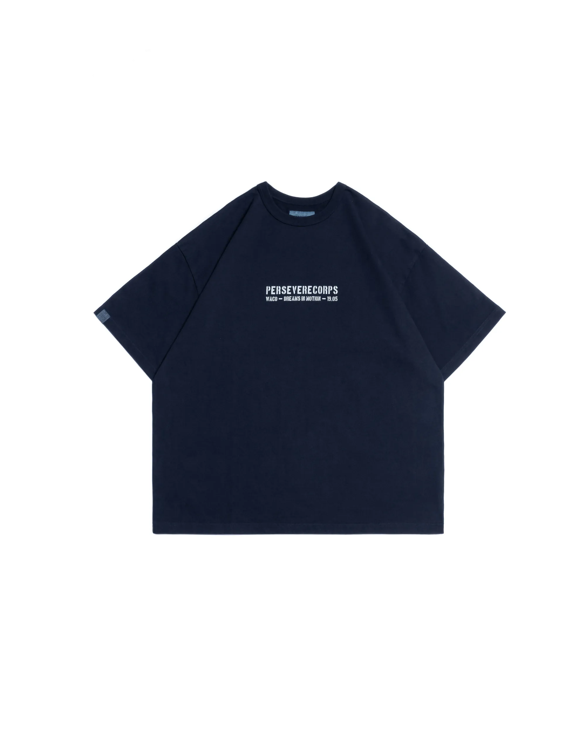 PERSEVERE PIGMENT-DYED WATCHWORD T-SHIRT - WASHED BLACK-BLUE