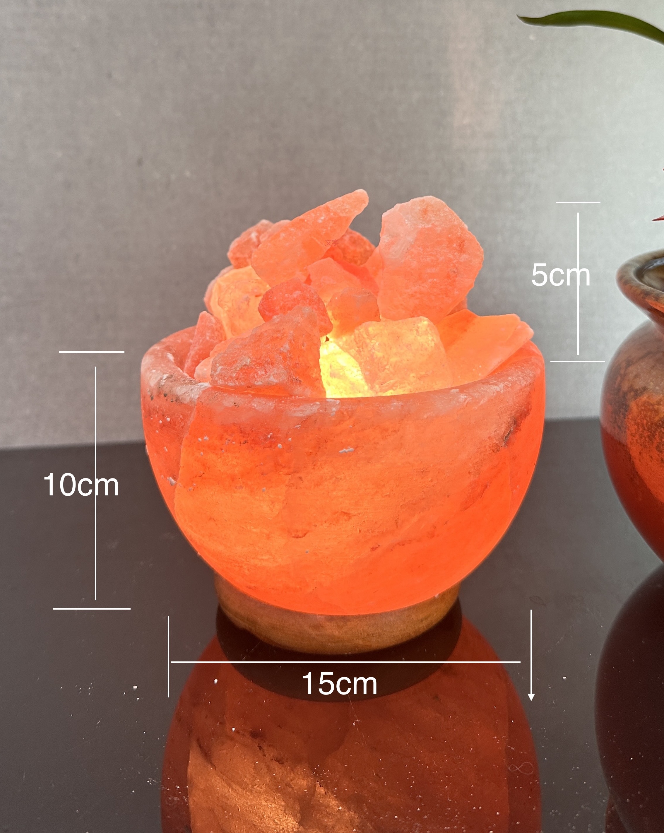 【財富滿溢】聚寶盆玫瑰鹽晶燈 (含燈泡、電線)