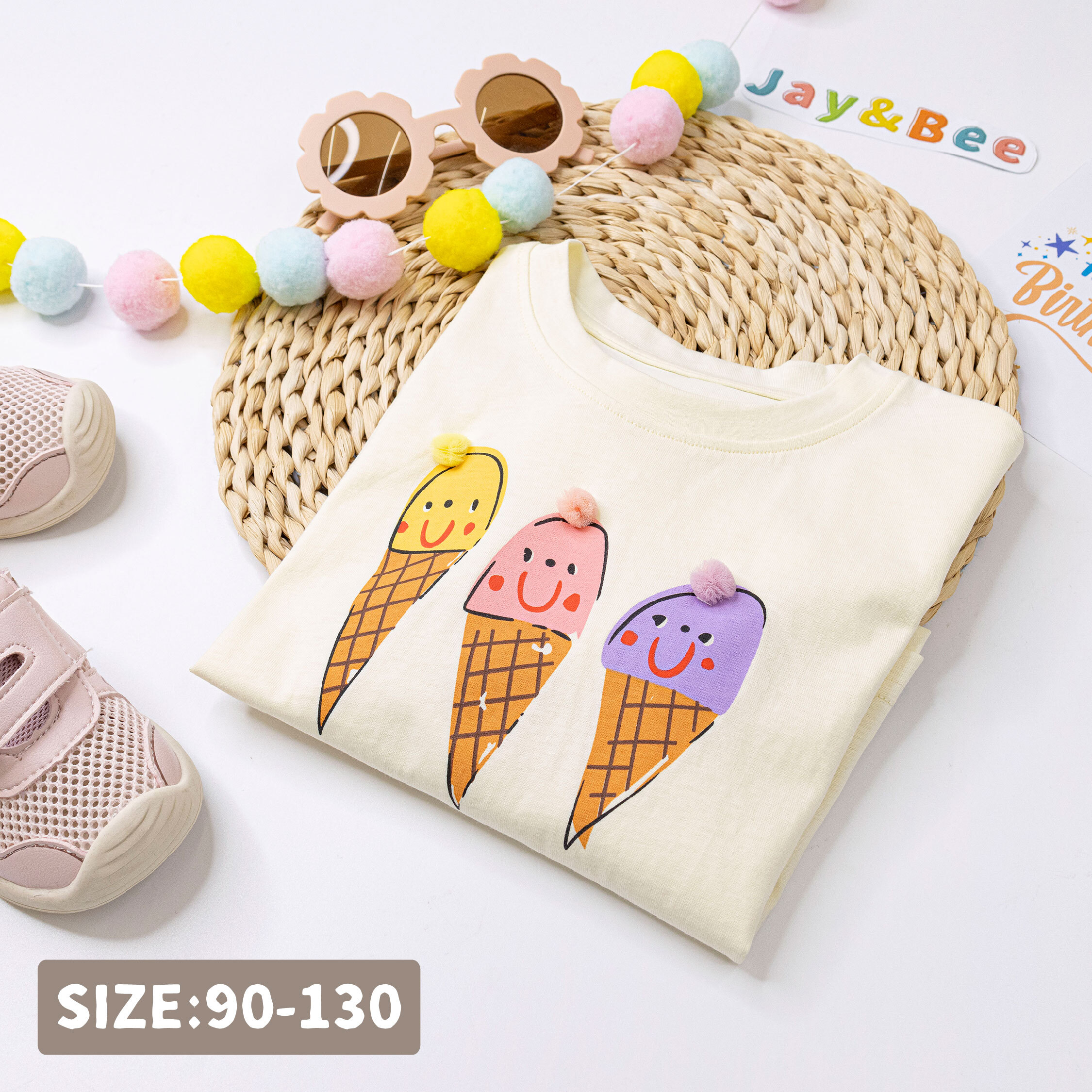 夏日甜甜冰淇淋舒適圓領上衣/短T (H50467)