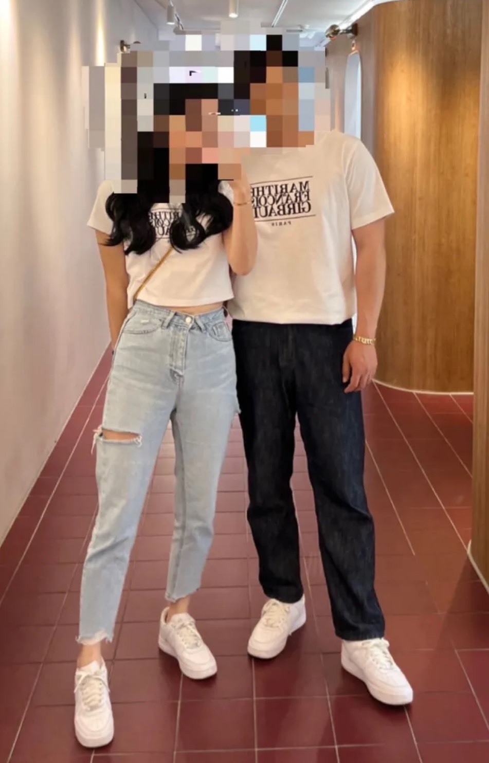 【OWN】MARITHÉ FRANÇOIS GIRBAUD 短袖上衣 女生 短版 MFG 韓國 流行品牌 深藍色 白色