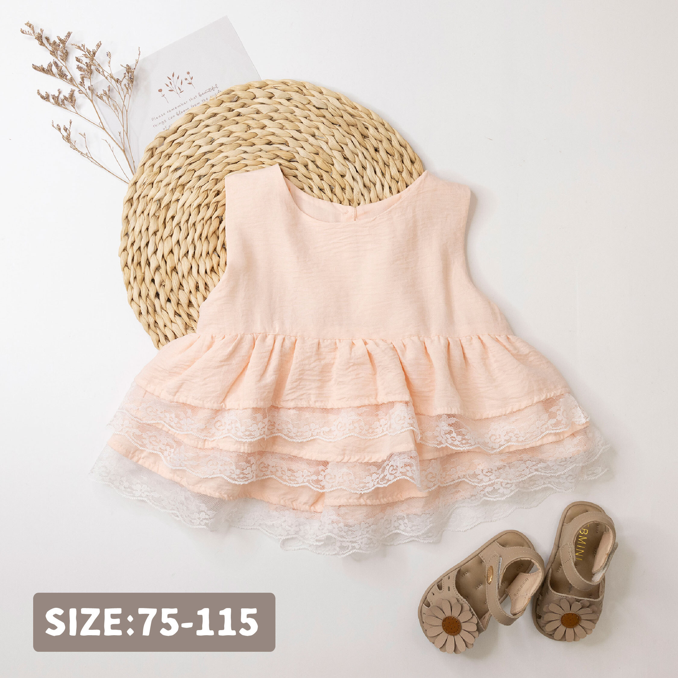 【H50116】舒適蕾絲漸層設計無袖上衣