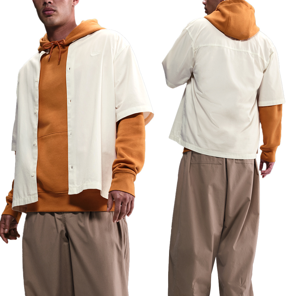 Nike AS M NK Club SS BTN Shirt WSH 男款 米白色 襯衫 短袖 HJ2030-133
