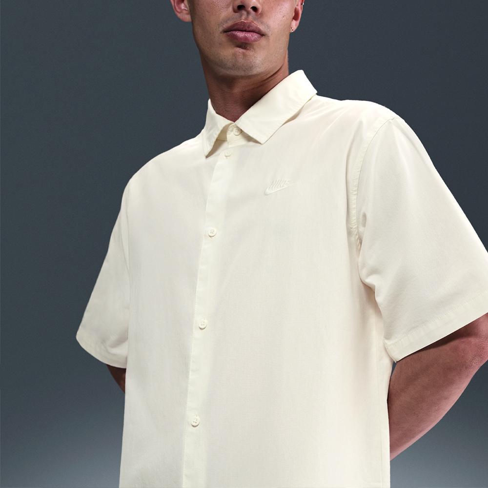 Nike AS M NK Club SS BTN Shirt WSH 男款 米白色 襯衫 短袖 HJ2030-133