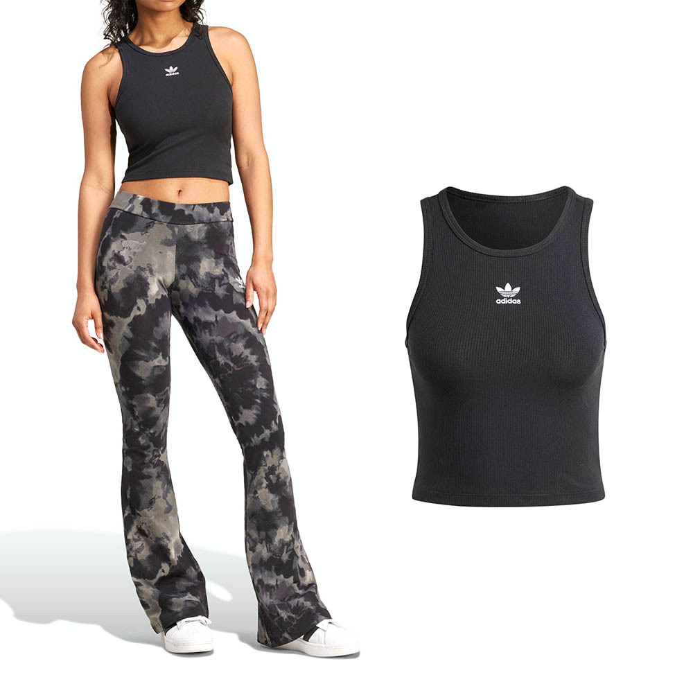 Adidas Essentials RIB Tank 女款 黑色 羅紋 針織 短版 運動 休閒 背心 IW5736