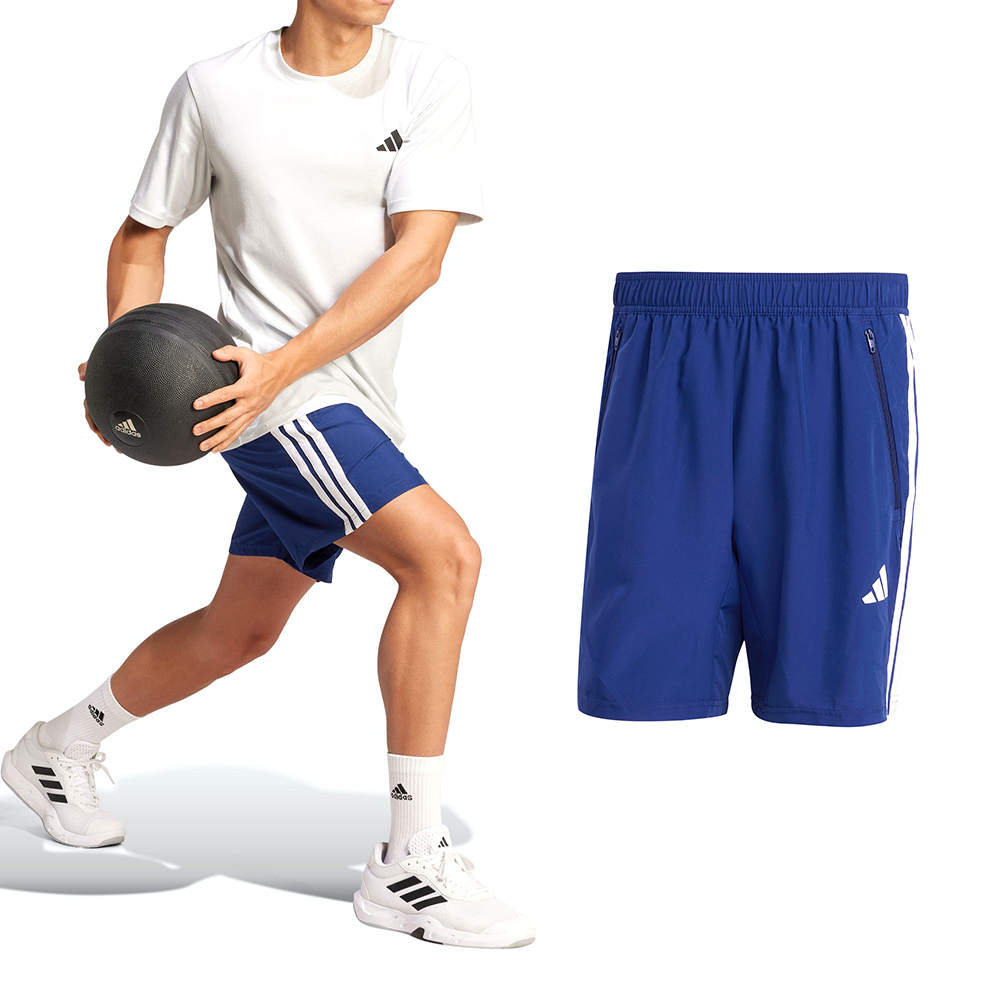 Adidas TR-ES 3S WV SH 男款 深藍色 愛迪達 三葉草 拉鍊 口袋 運動 短褲 JC7719