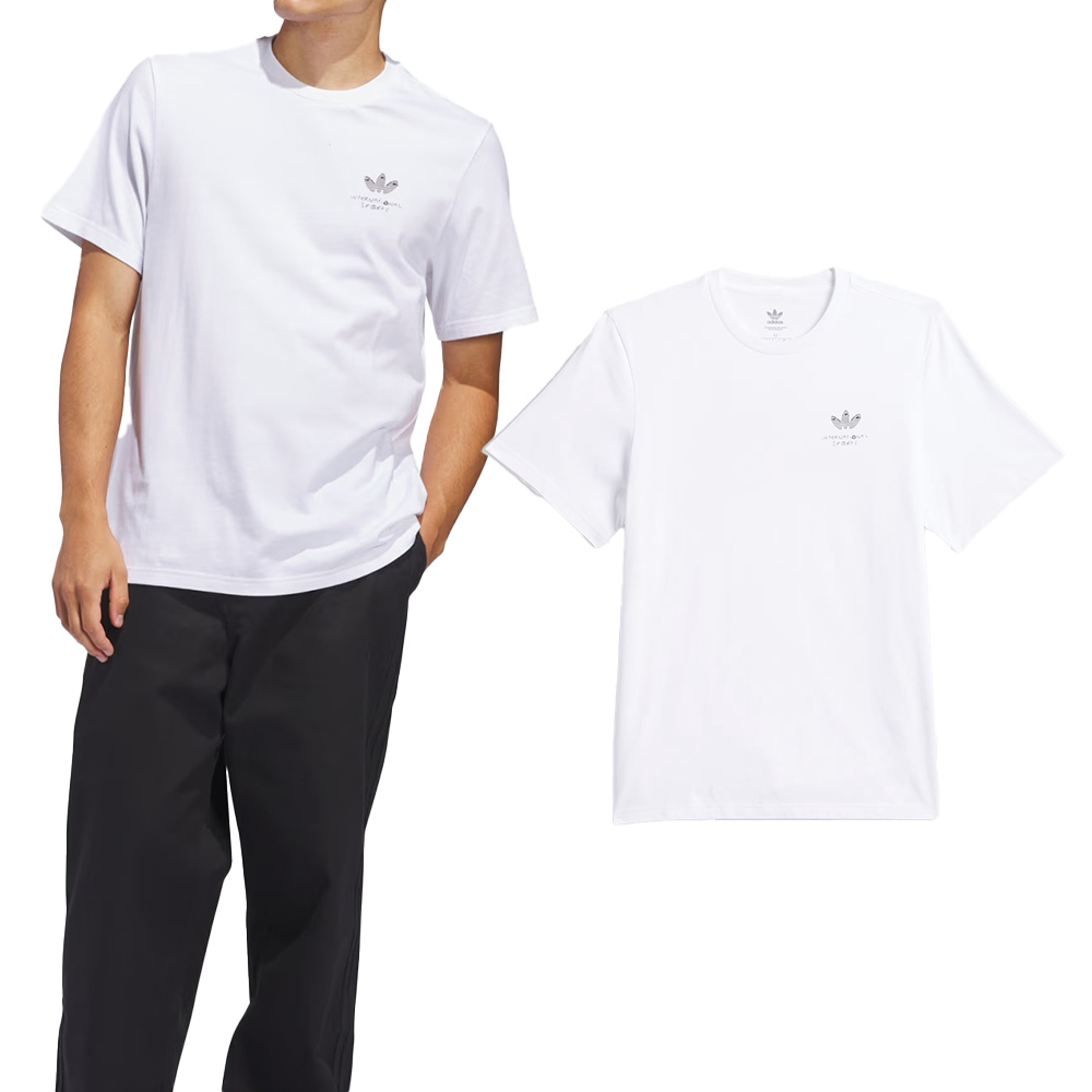 Adidas HJ Trash Tee 男款 女款 白色 愛迪達 三葉草 圓領 運動 休閒 上衣 短袖 JD2714