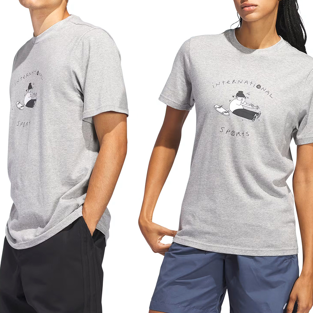 Adidas HJ Stretch Tee 男款 女款 灰色 愛迪達 純棉 滑板 印花 運動 上衣 短袖 JD2713