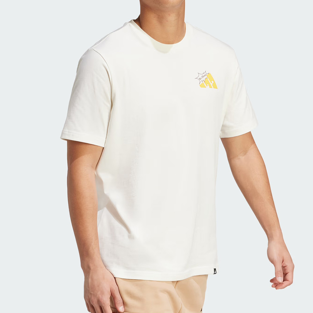 Adidas M Cheese T 男款 米白色 愛迪達 食物 烤起司 圖案 純棉 運動 休閒 短袖 JM6459