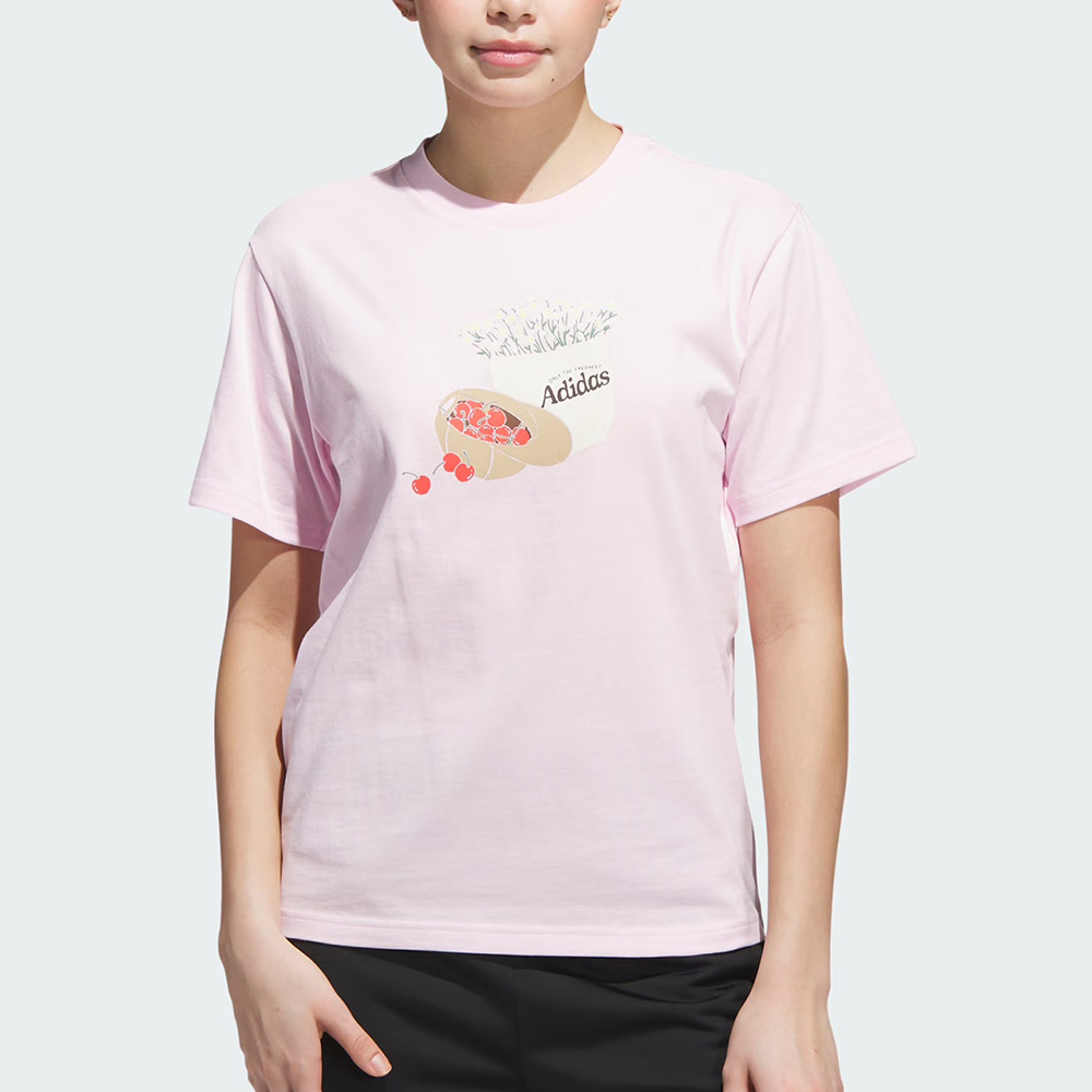 Adidas W Farmmkt T 女款 粉色 愛迪達 圓領 圖案 純棉 運動 休閒 上衣 短袖 JN2542