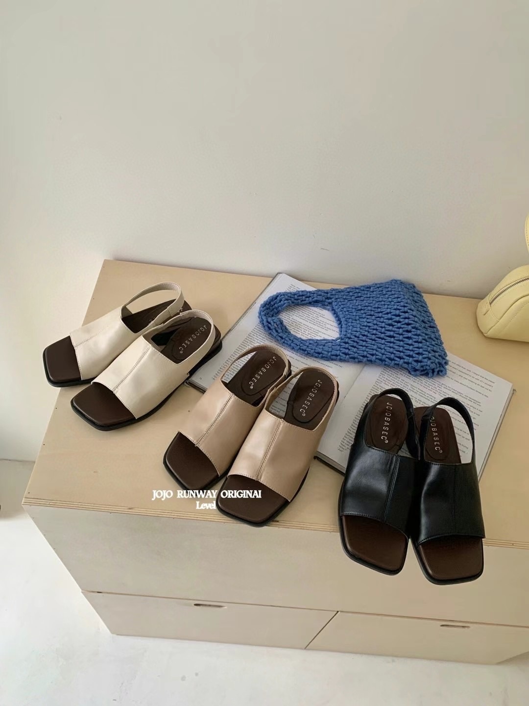 方頭質感坡跟涼鞋