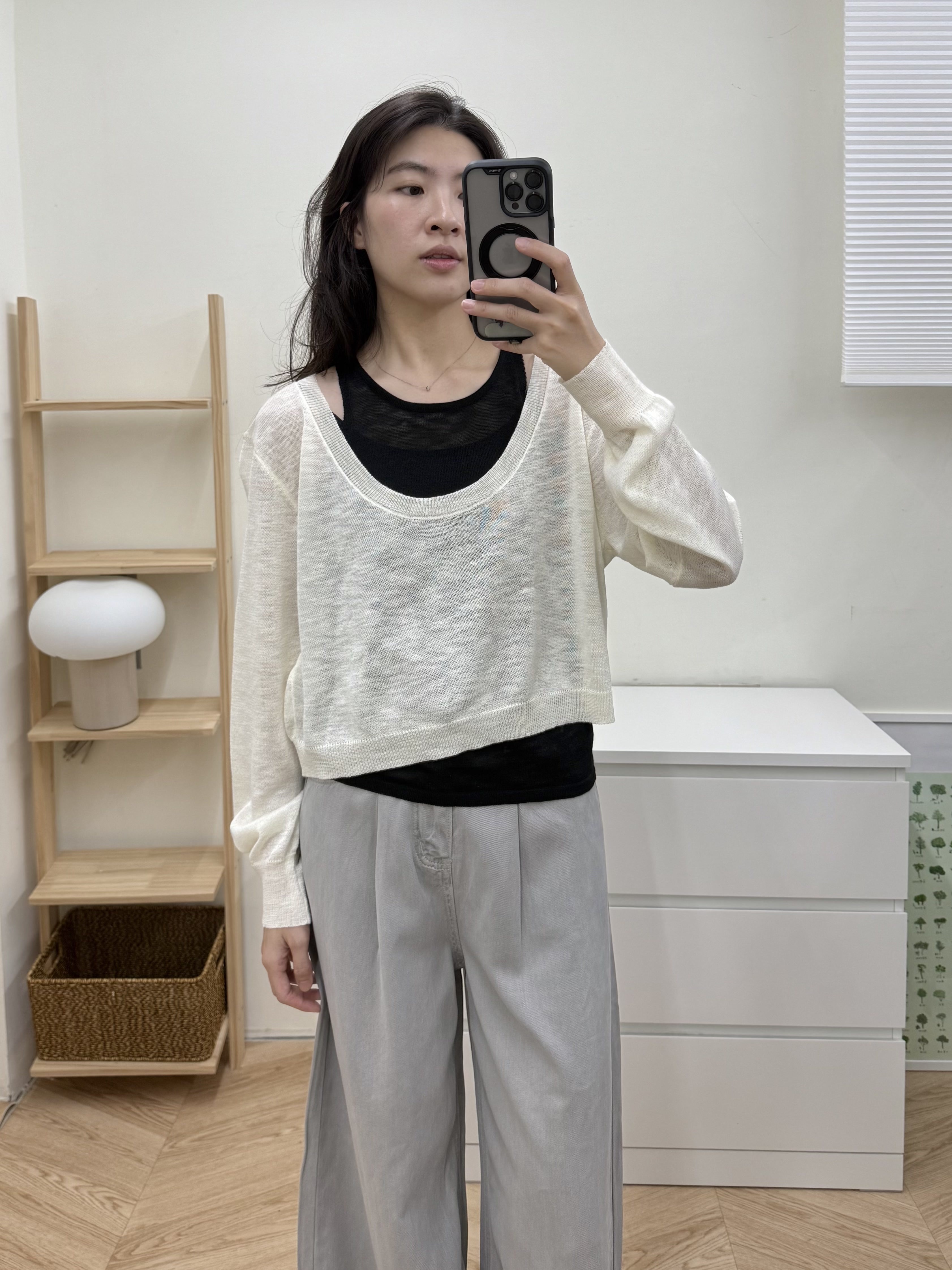 防曬薄針織+背心兩件式