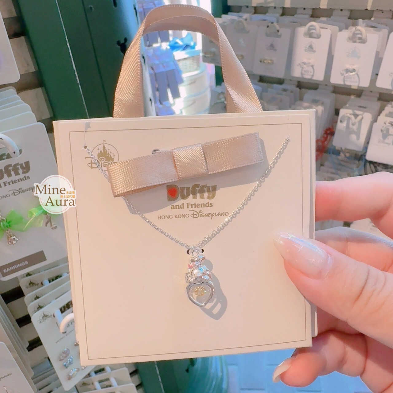 可琦安 餅乾 CookieAnn 大頭 亮鑽 簍空愛心 造型 項鍊 首飾 -香港迪士尼樂園