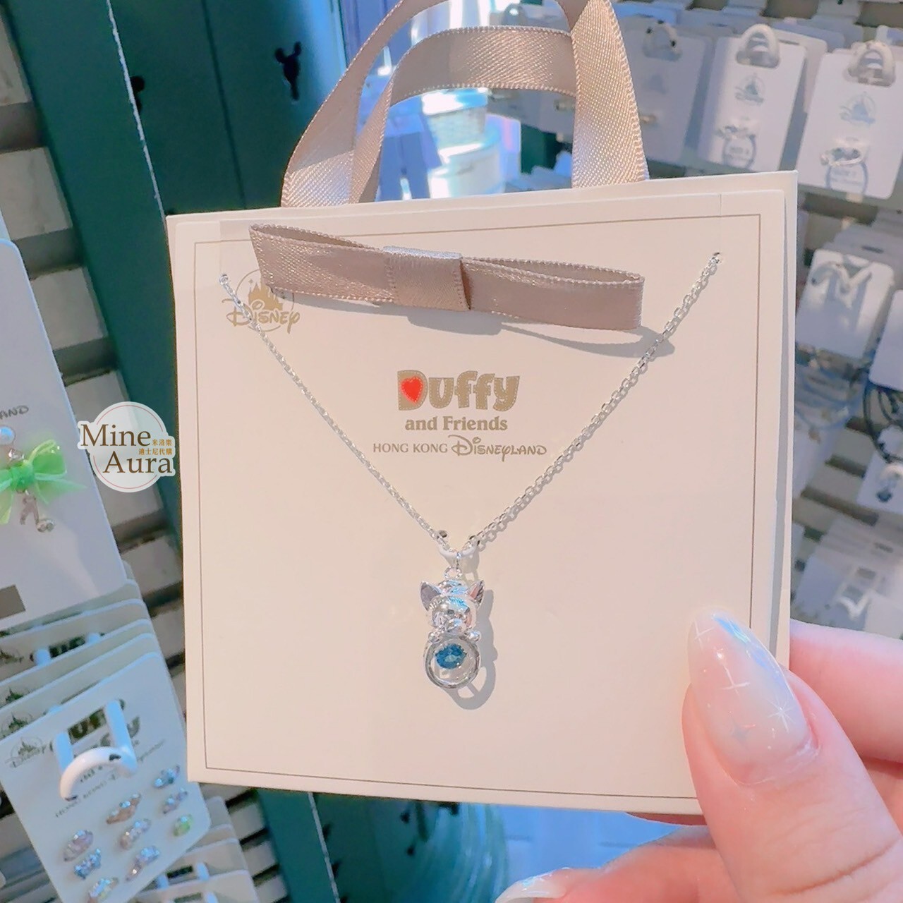 傑拉托尼 畫家貓 Gelatoni 大頭 亮鑽 簍空 造型 項鍊 首飾 -香港迪士尼樂園