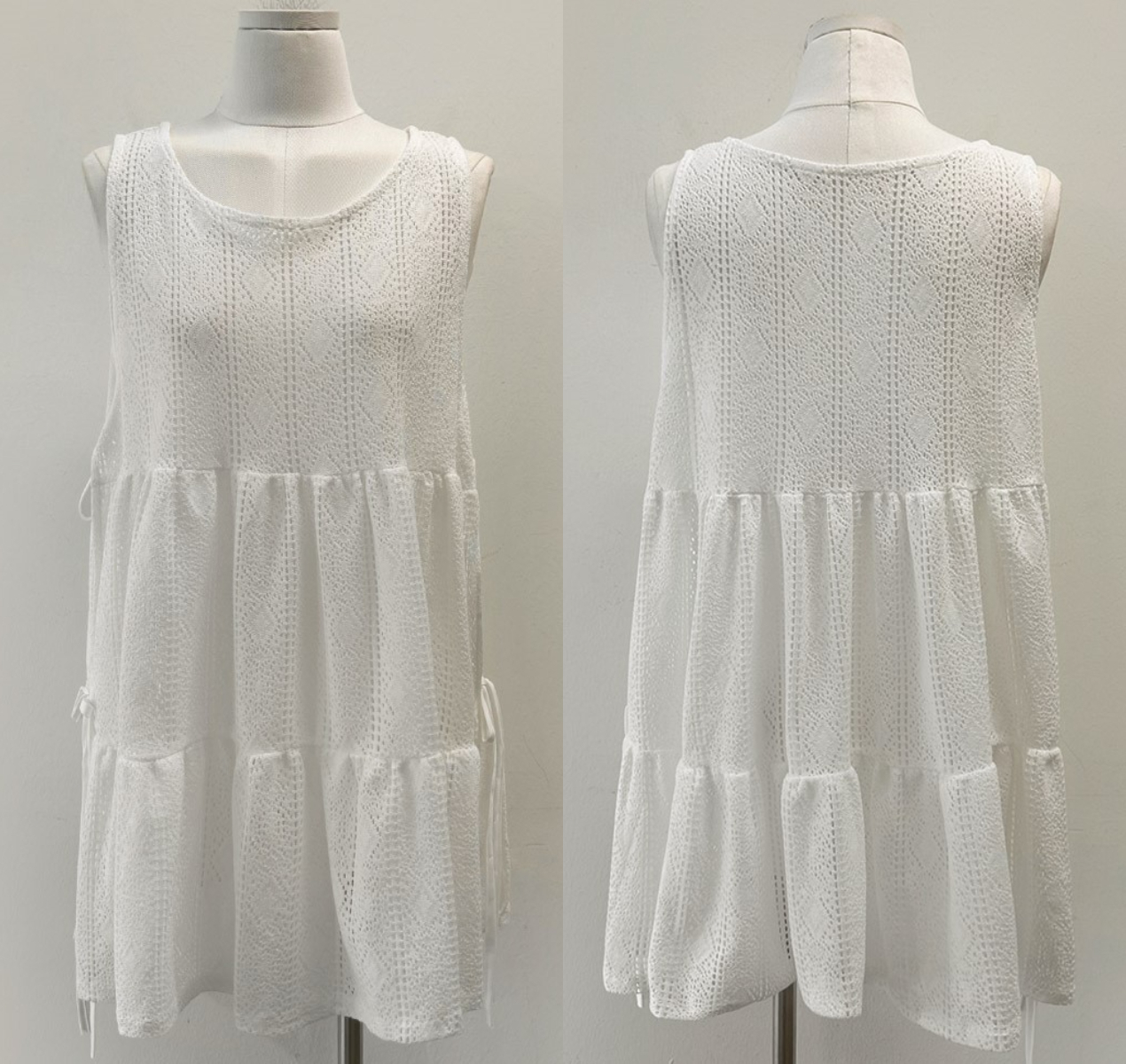 韓國grace muse授權 夏戀編織感側綁帶無袖洋裝式上衣