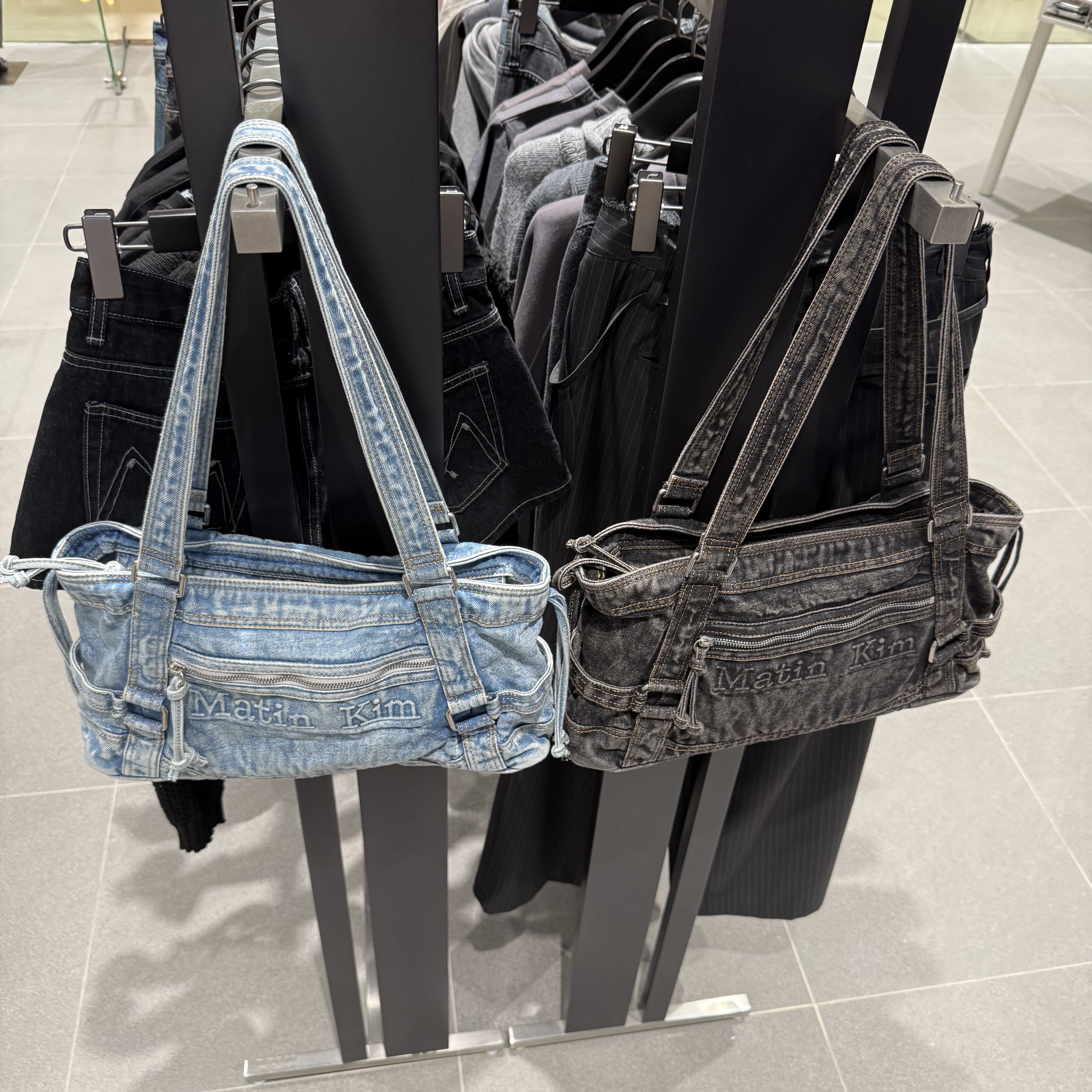 PRE-ORDER) MATIN KIM MATIN WASHED DENIM SQUARE BAG