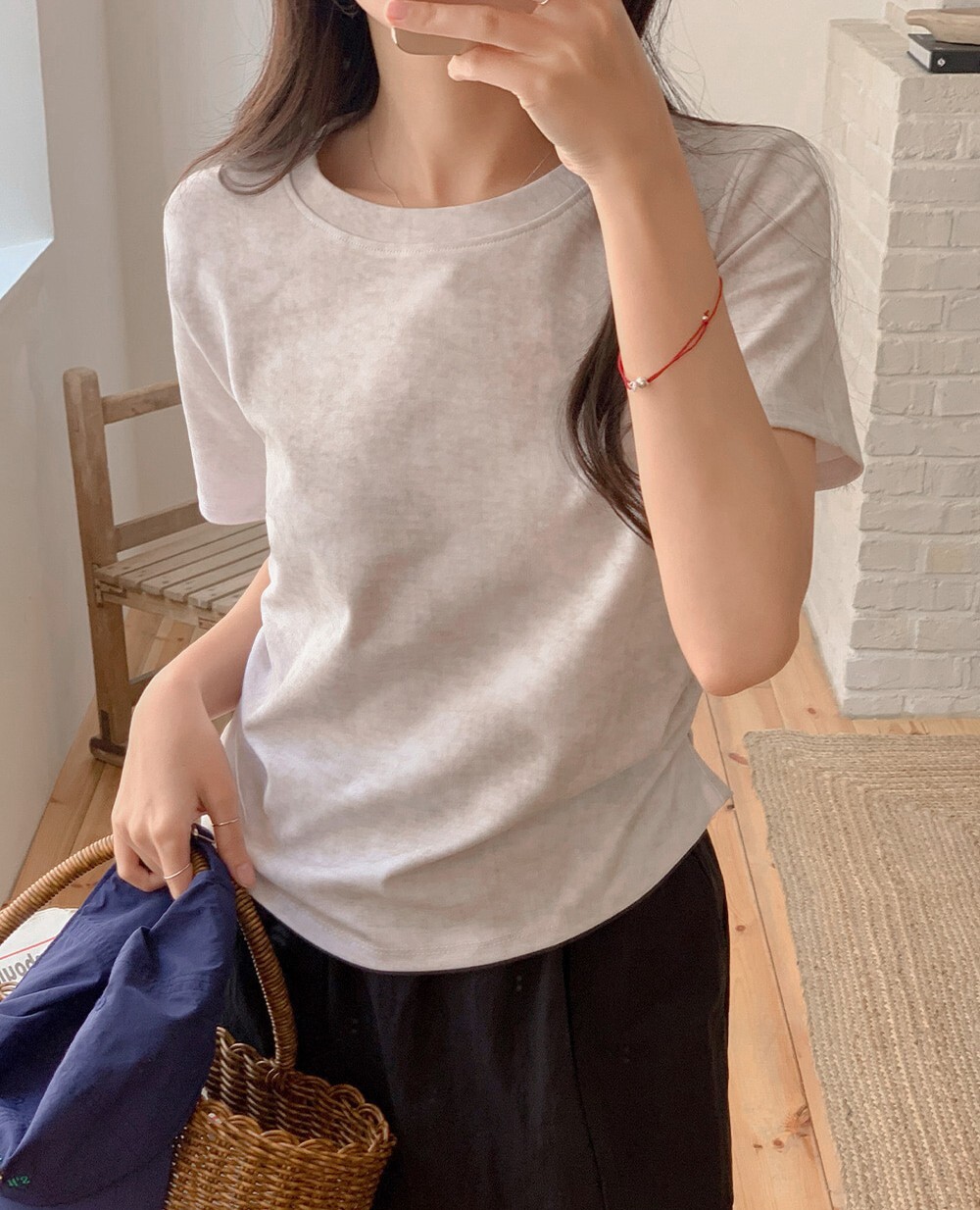 韓國grace muse授權  雲染墨感簡約舒適側抽皺上衣