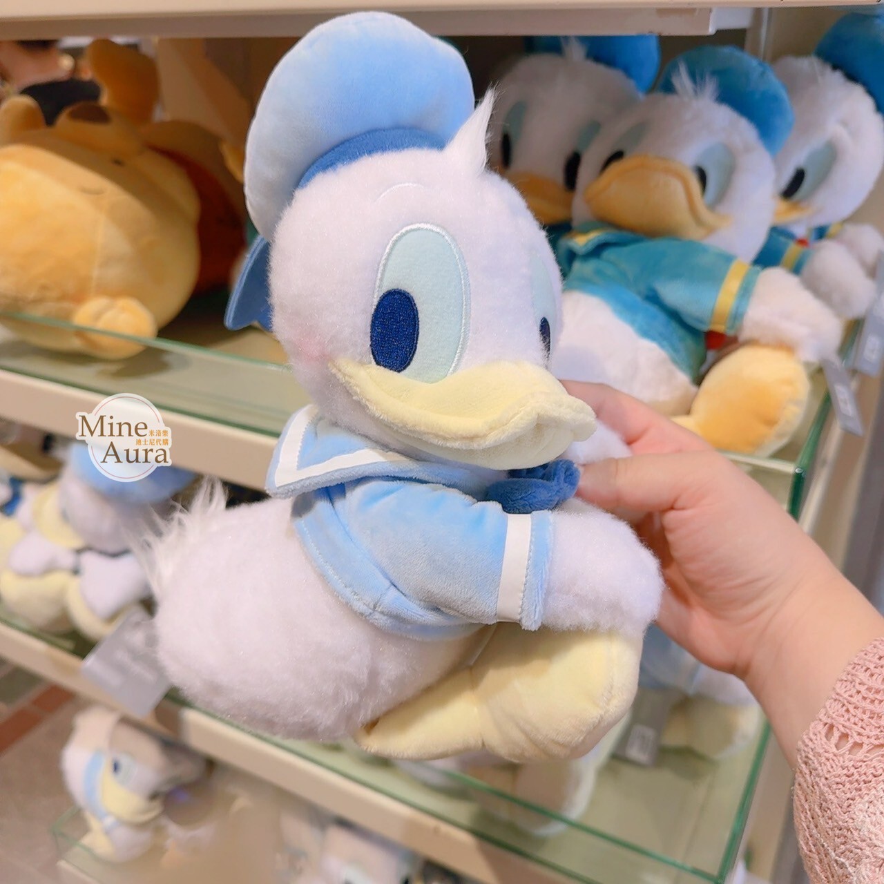 唐老鴨 Donald 側面坐姿 淺藍色 娃娃 玩偶 -香港迪士尼樂園