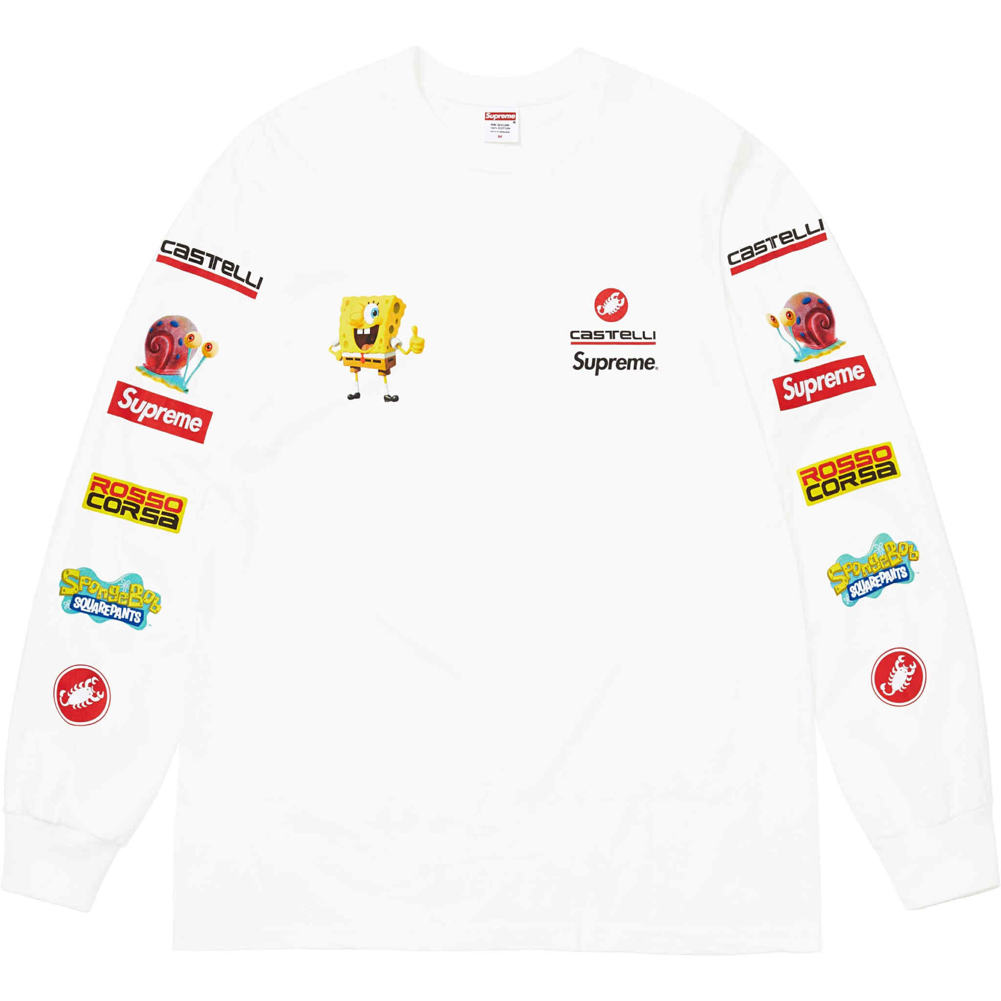 Supreme SpongeBob Tシャツ XL Supreme SpongeBob/Castelli Racing L/S Tee White Men's - SS25