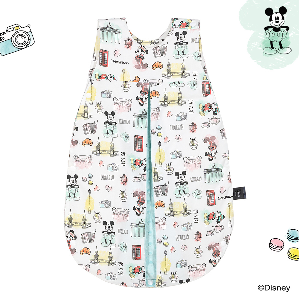 La Millou波蘭 豆豆防踢被/防踢背心分腿扣(70cm)｜米奇系列_嚮旅行篇｜粉嫩薄荷綠