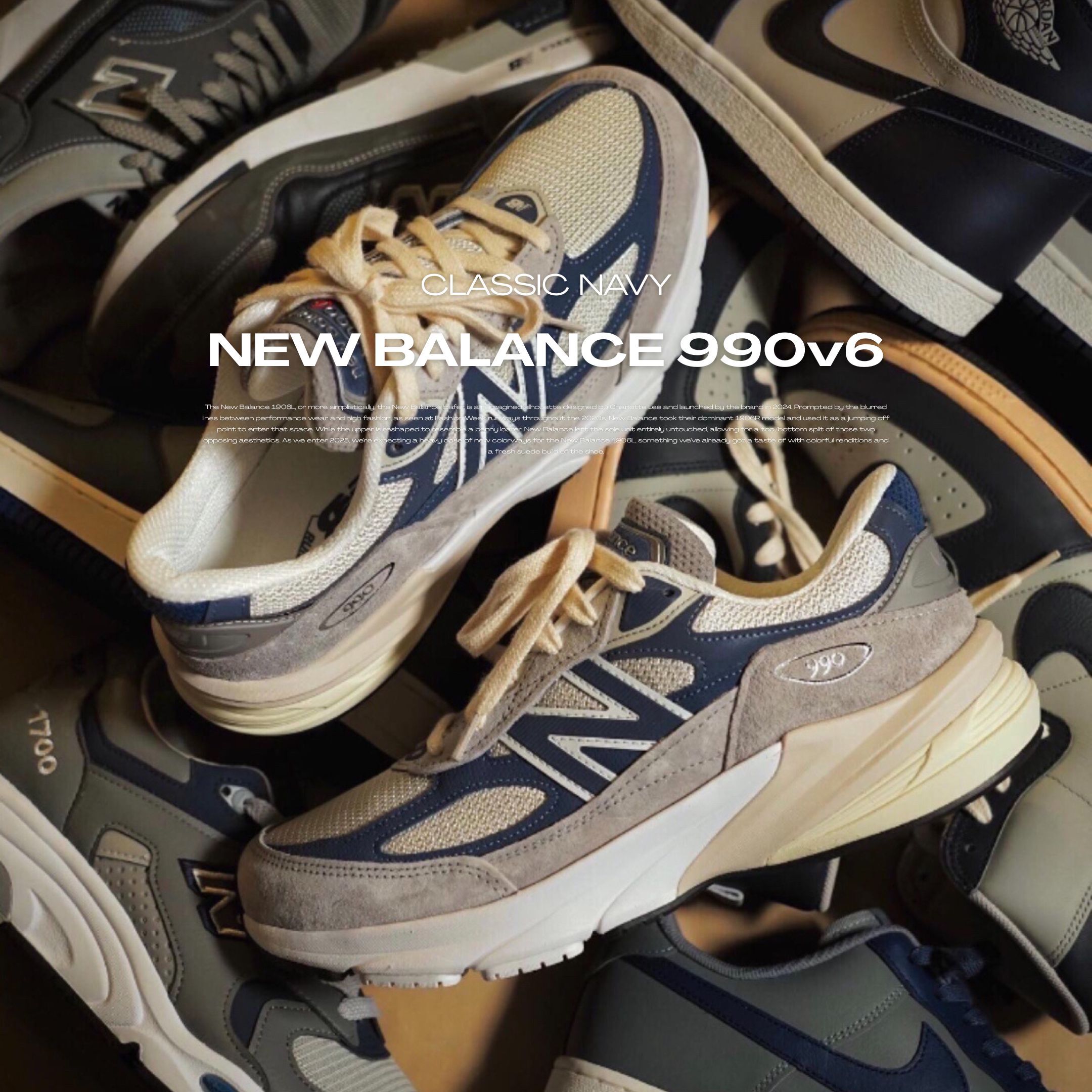 NICEDAY 代購 New Balance 990v6 海軍藍 奶油 復古 做舊 深藍 奶油底 男女鞋 U990TC6