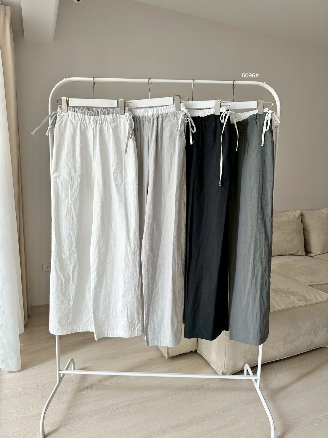 刷刷布拼接直筒褲 5096