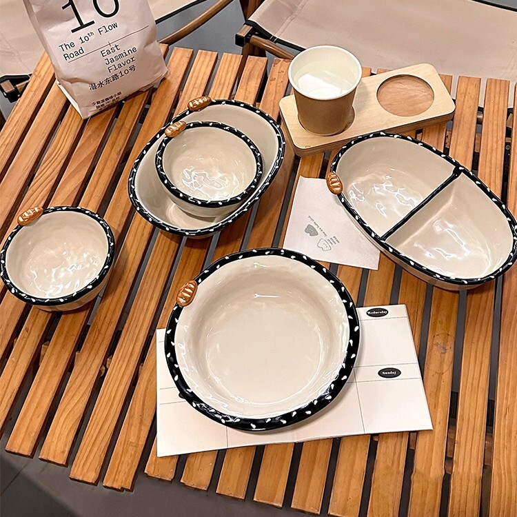 《6029》立體麵包波點邊陶瓷碗盤