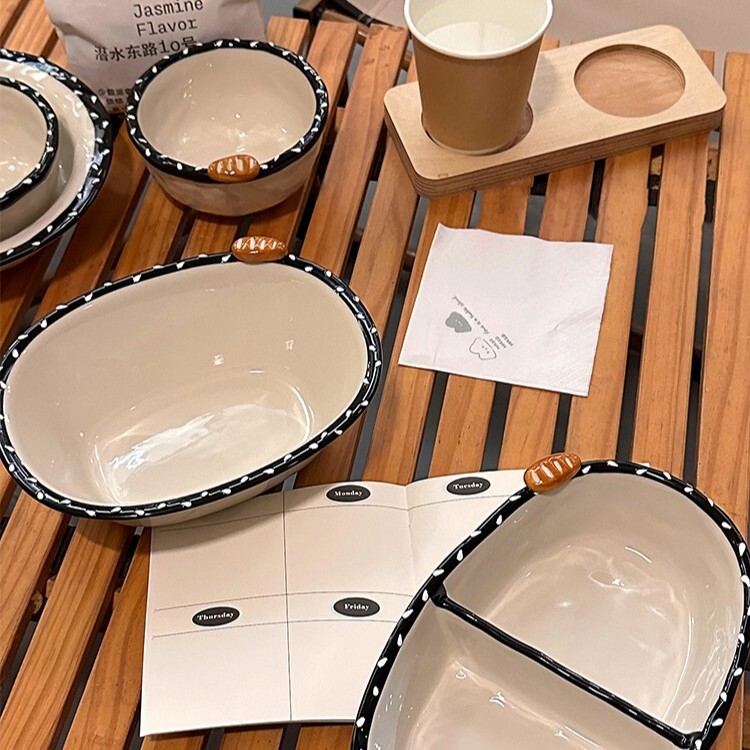 《6029》立體麵包波點邊陶瓷碗盤