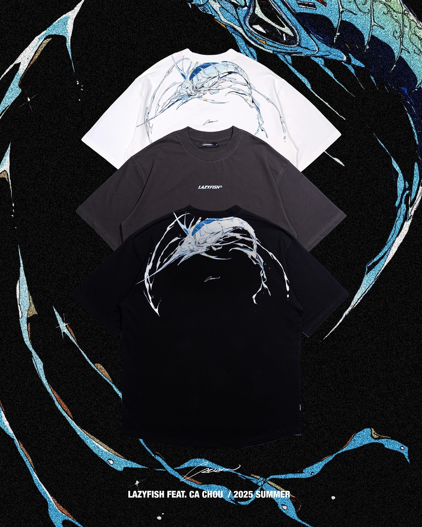 ※【LAZYFISH® x CA CHOU】LOGO TEE – Dark Gray