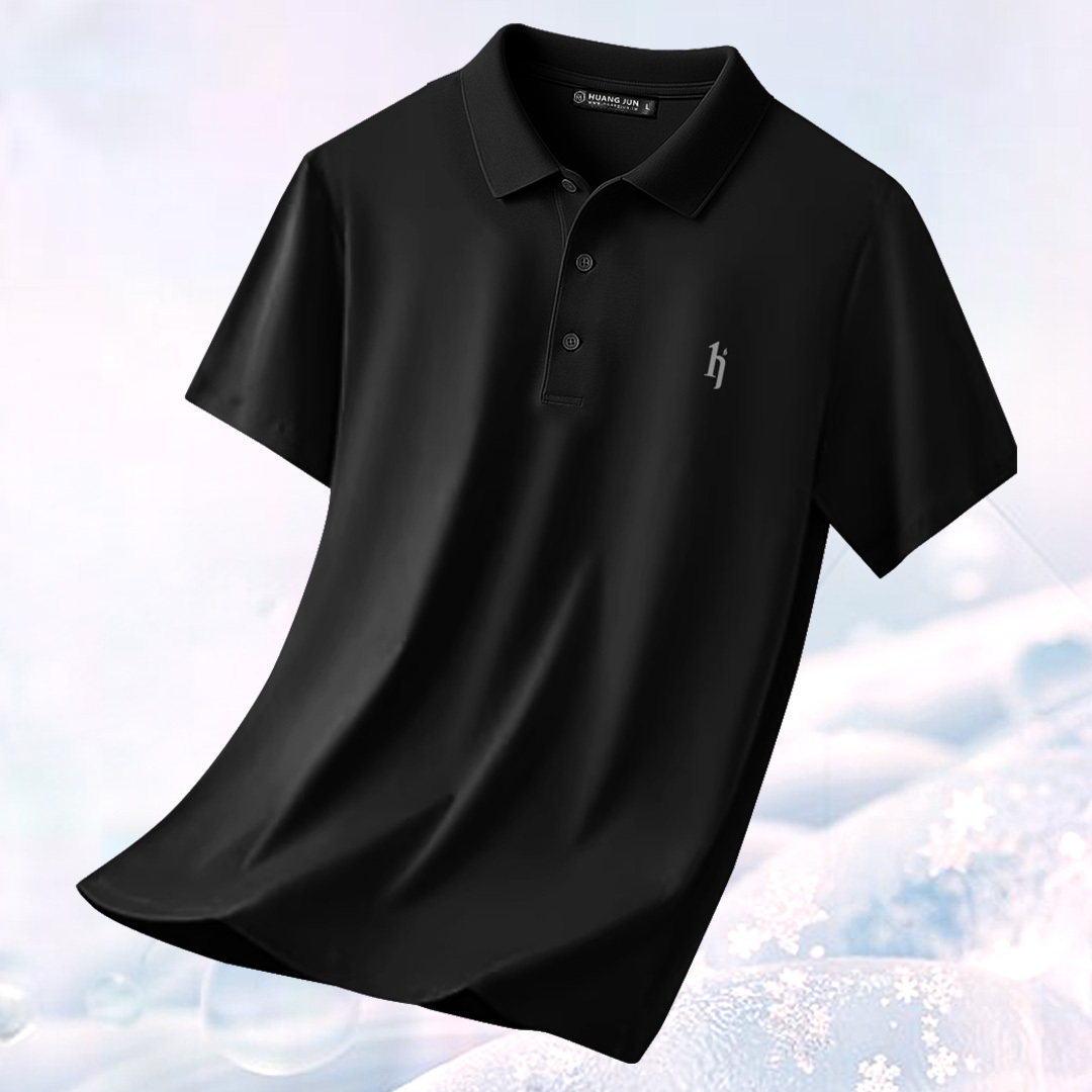 加大款-透沁涼感POLO衫-黑色