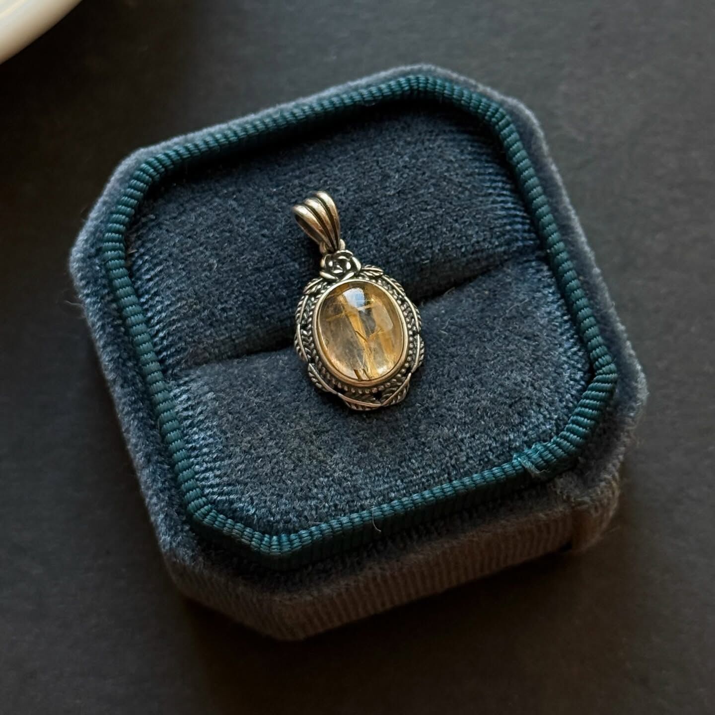 [原石] 金髮晶 925銀項鏈吊墜 水晶項鍊吊墜