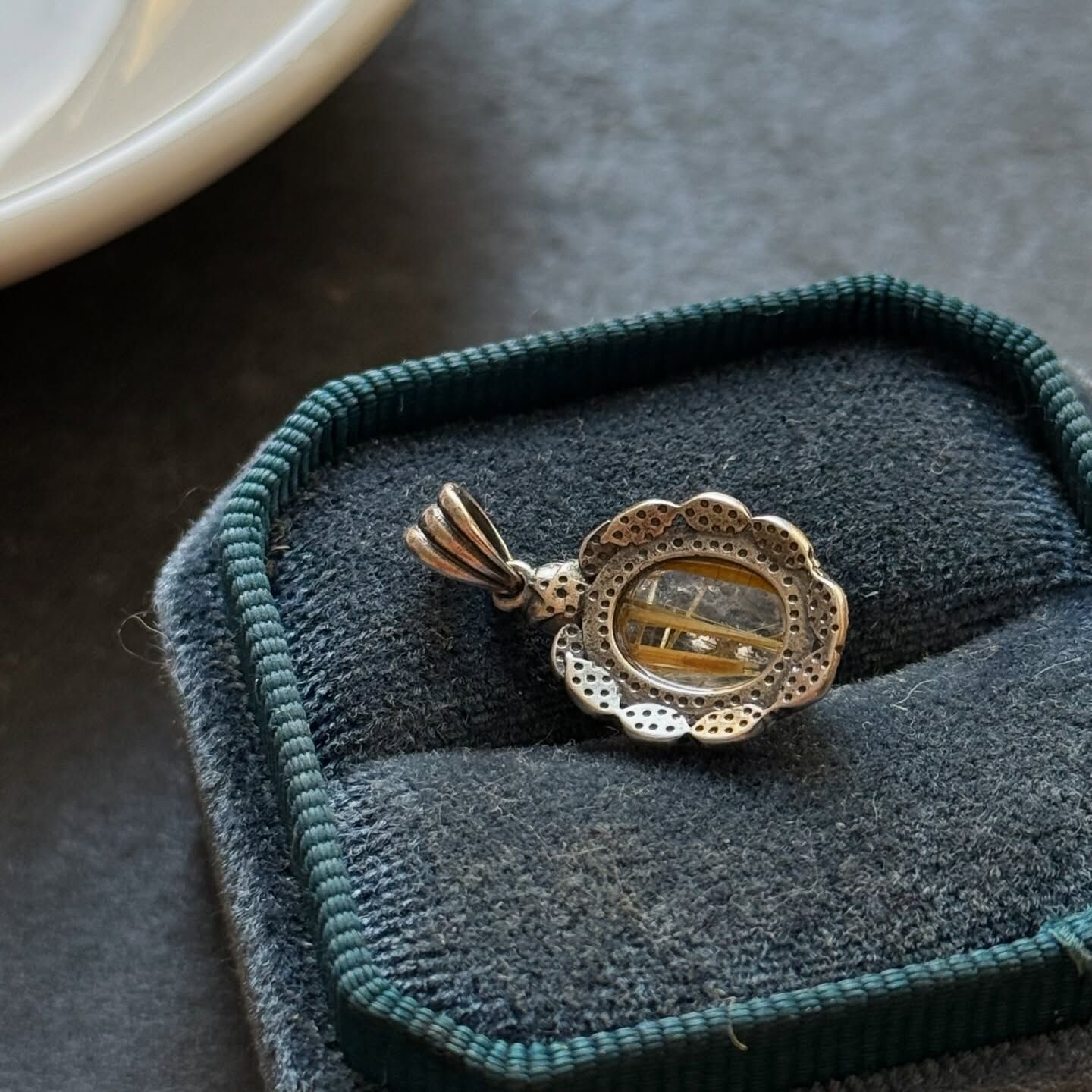 [原石] 金髮晶 925銀項鏈吊墜 水晶項鍊吊墜