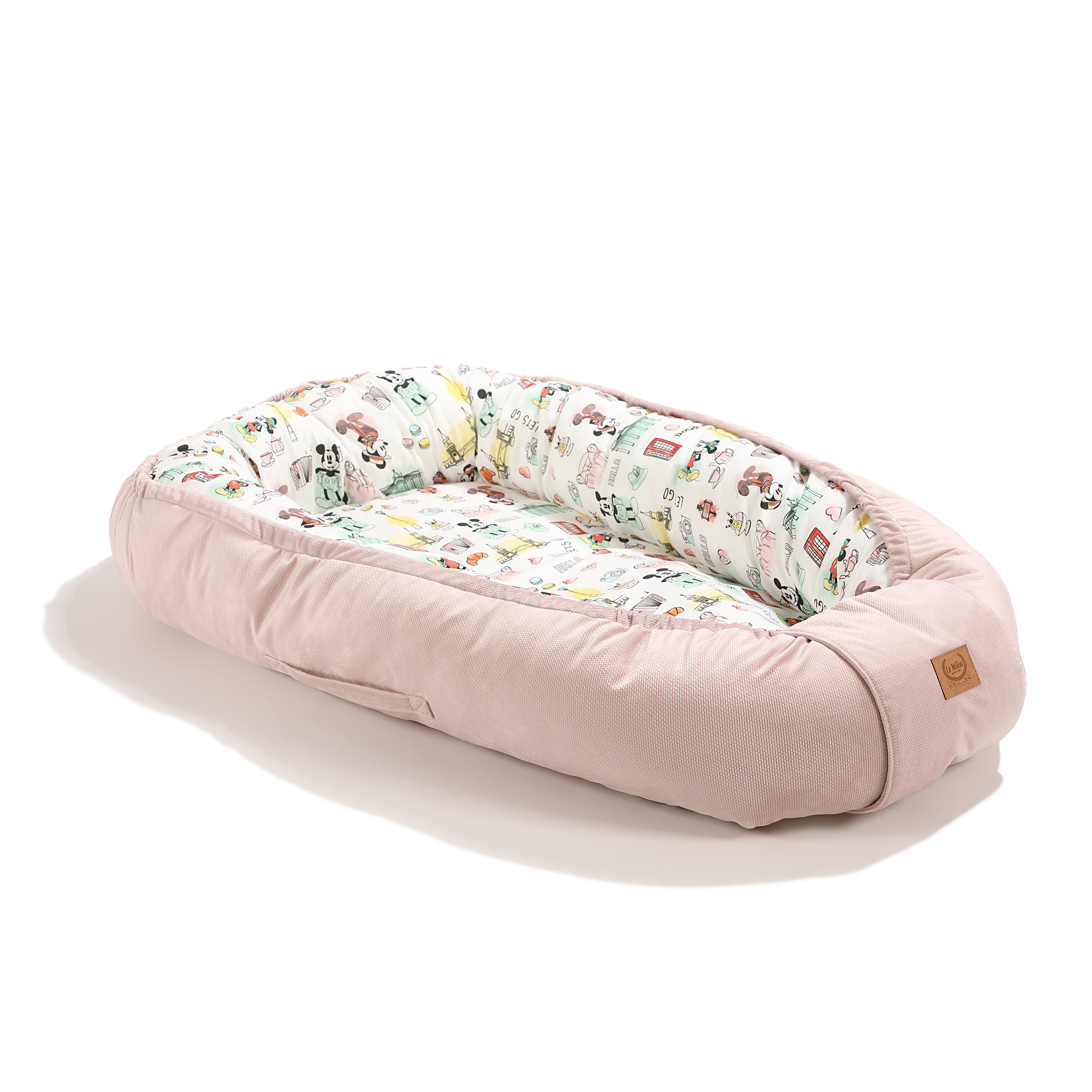 La Millou波蘭 Velvet頂級棉柔嬰兒睡窩(鋪棉版)｜米奇系列_嚮旅行篇｜舒柔燻粉