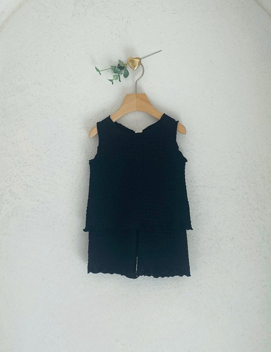 後綁結透紗皺皺套裝